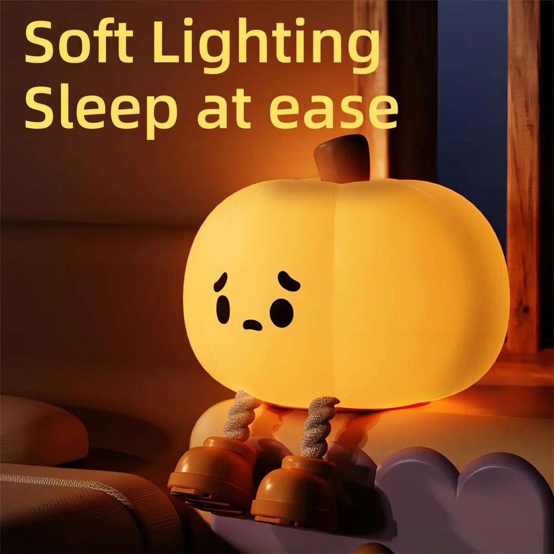 Lampe tactile CozyGlow Citrouille d’Halloween – Veilleuse en silicone douce et apaisante