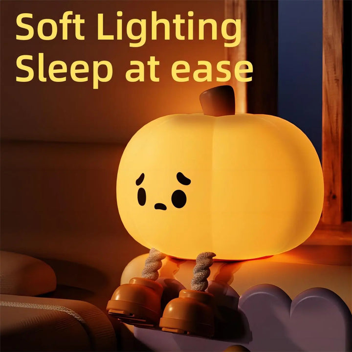 Lampe tactile CozyGlow Citrouille d’Halloween – Veilleuse en silicone douce et apaisante