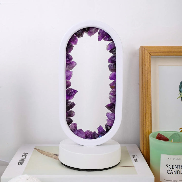 Lâmpada em Ametista Natural AuraStone | Luz Calmante em Cristal para Relaxamento & Decoração