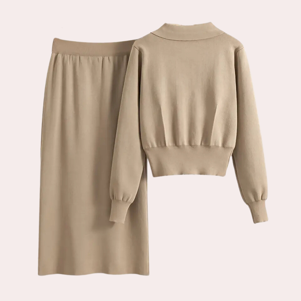 Conjunto Celeste de dos piezas para mujer | Estilo elegante y abotonado 
