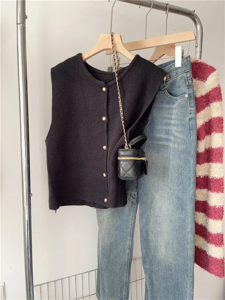 Adeline – Gilet raffiné avec boutons, idéal pour un style classique