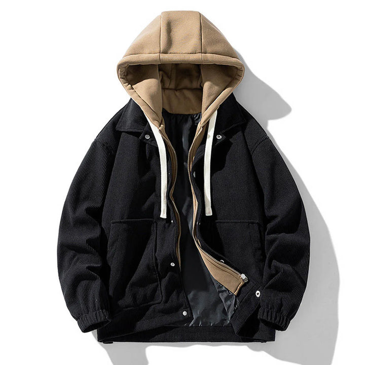 Giacca con cappuccio in velluto a coste da uomo | Elegante e funzionale con ampie tasche