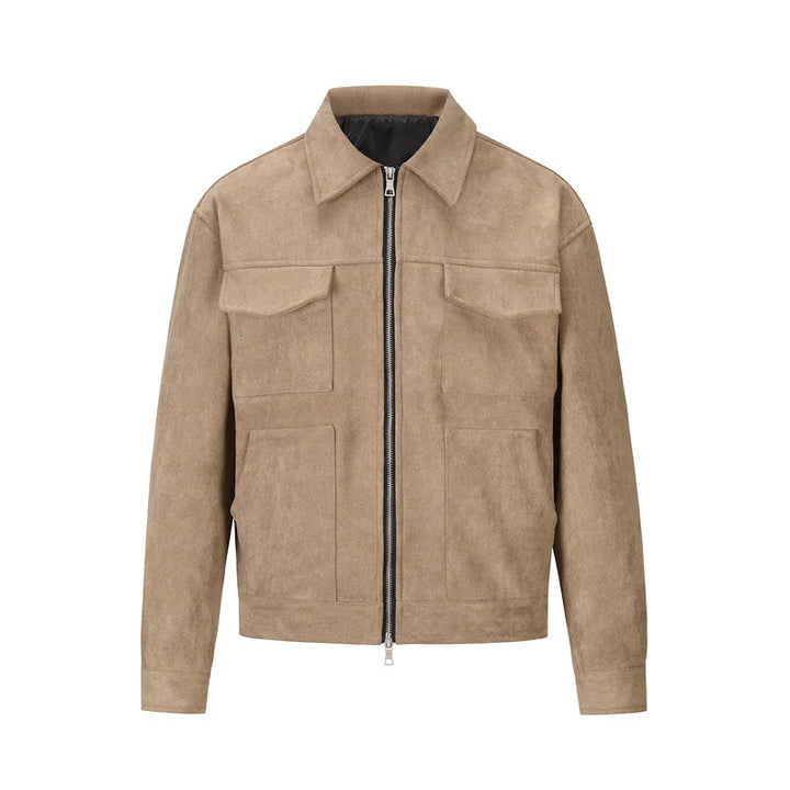 Veste Mi-Saison Homme – Look Suédé, Confortable avec Poches Fonctionnelles