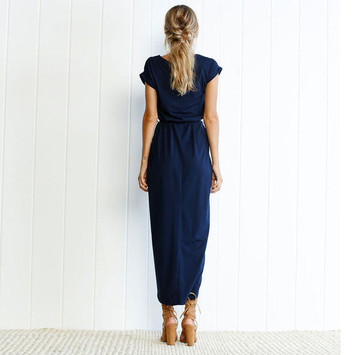 Nina Maxi Dress with Bow Detail & Split | Robe ample et aérée pour la plage et la fête