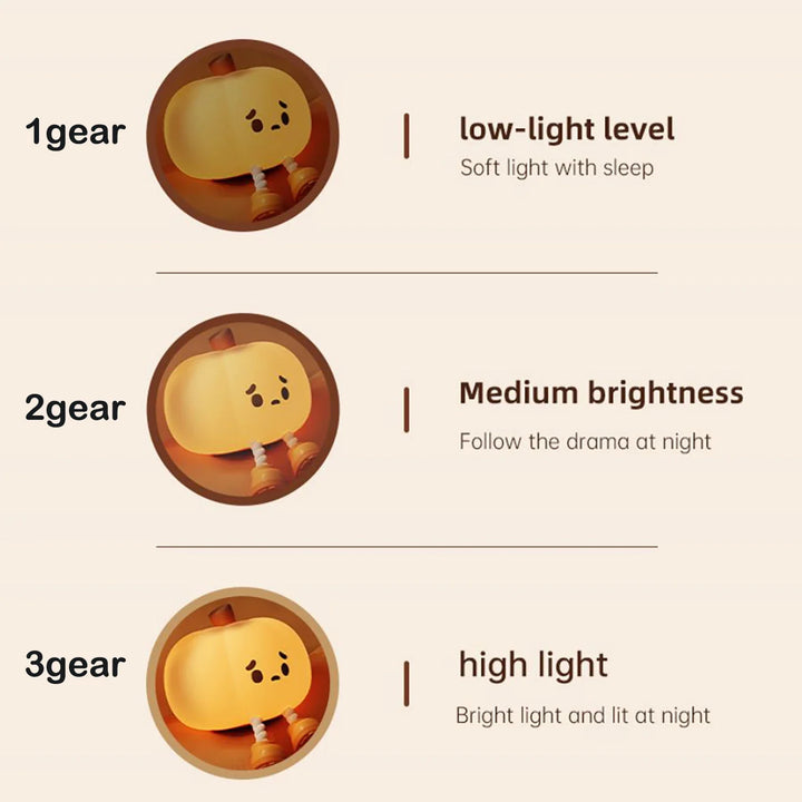Lampe tactile CozyGlow Citrouille d’Halloween – Veilleuse en silicone douce et apaisante