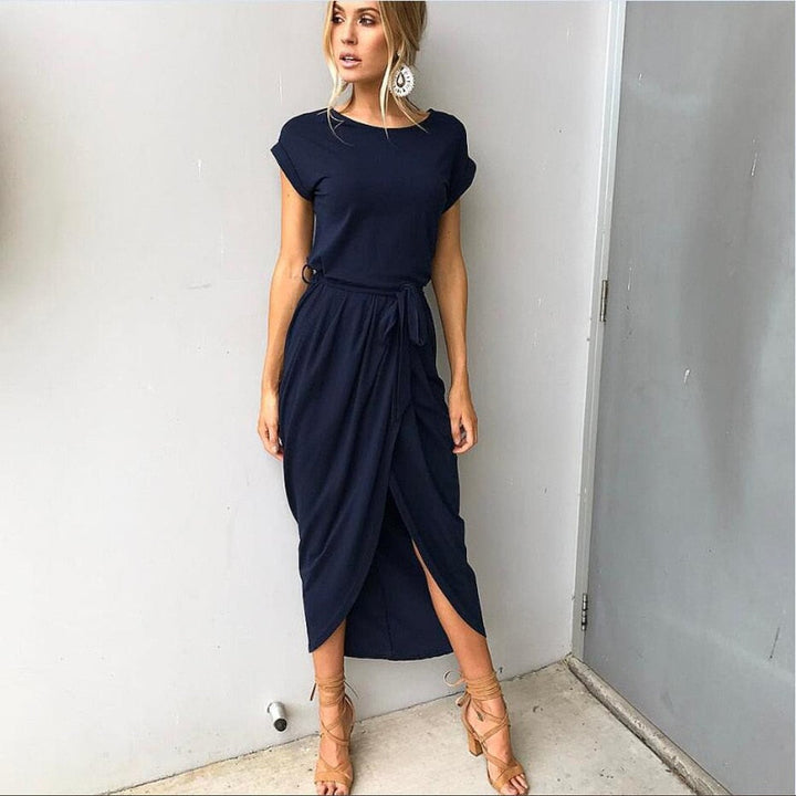 Nina Maxi Dress with Bow Detail & Split | Robe ample et aérée pour la plage et la fête