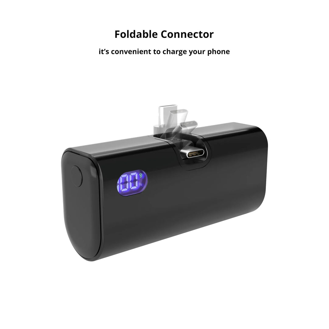 Liboer Batterie Externe Pliable Charge Rapide | 5000mAh USB-C ou Lightning Écran LED