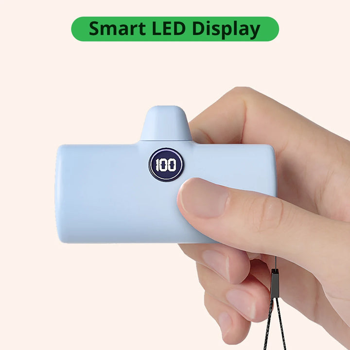Batterie Externe Mini Liboer 5000mAh | Charge Rapide avec Écran LED et Connecteur Type-C/Lightning