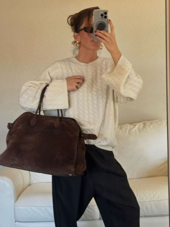 Grand sac à main élégant pour dames en cuir végétal et au design spacieux