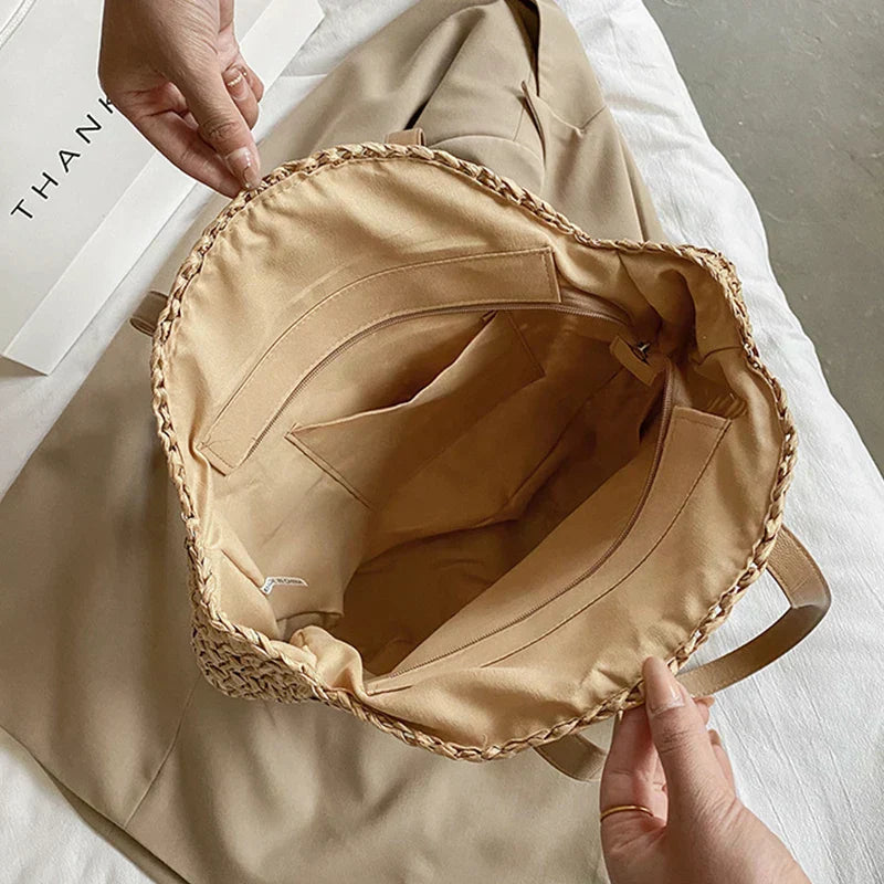Sac rond en paille tressée à la main | Style boho chic pour l’été