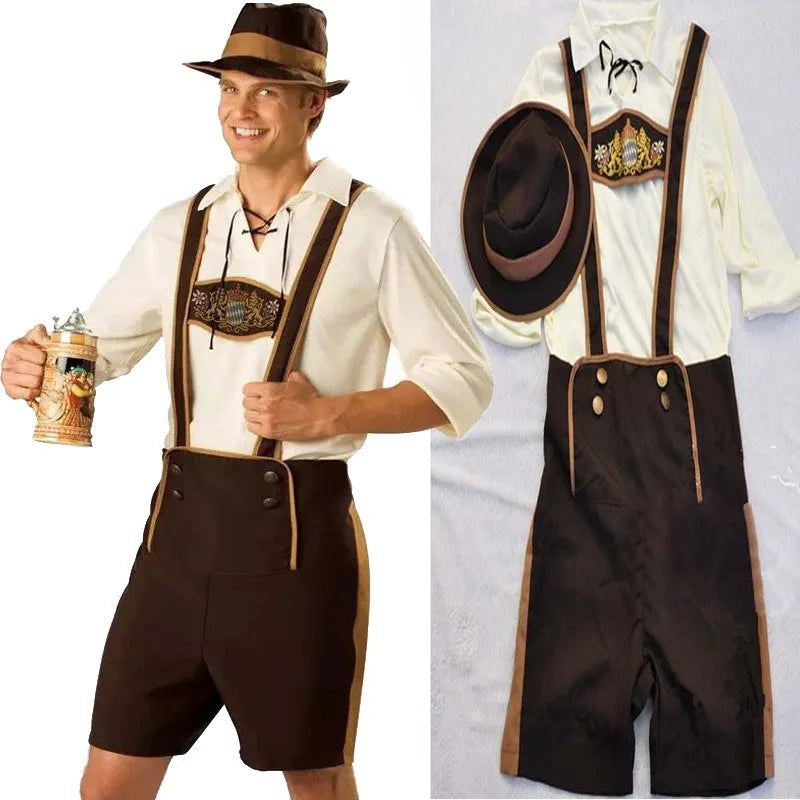 Costume Oktoberfest Homme | Lederhosen avec Chemise & Chapeau Bavarois