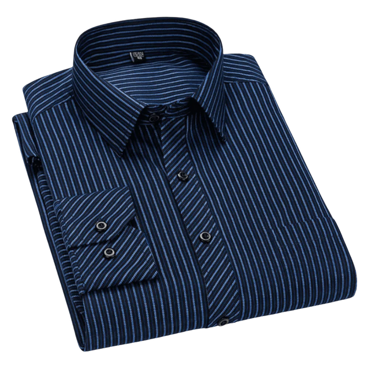 Chemise rayée Harold pour homme | Chemise classique à manches longues coupe régulière