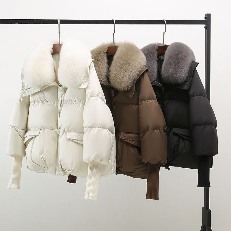 Cappotto imbottito glamour Evelina | Lussuoso collo in pelliccia, maniche extra lunghe e calore elegante