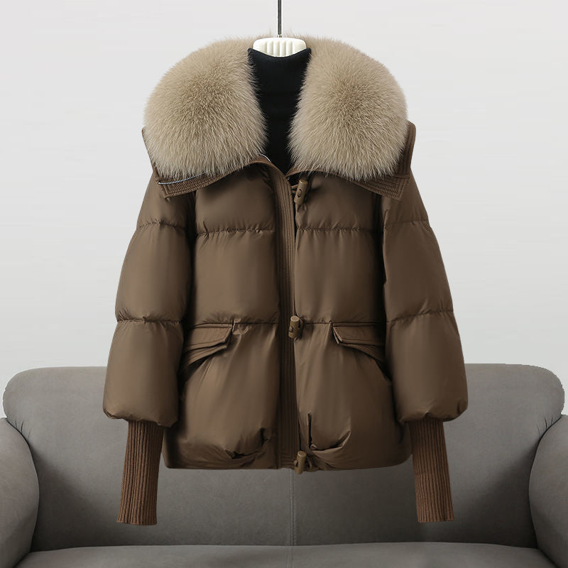 Cappotto imbottito glamour Evelina | Lussuoso collo in pelliccia, maniche extra lunghe e calore elegante