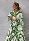 Tamar Femme Maxi Robe avec Imprimé Boho | Robe d'été fluide avec Col en V & Manches Longues