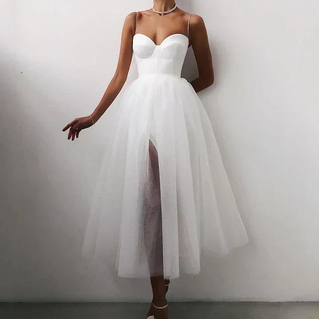 Fayette Femmes Robe de Soirée Mi-longue | Bustier Elégant & Tulle Fluide