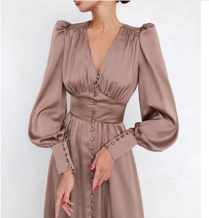 Abito midi in raso da donna Arya | Eleganza brillante e stile chic