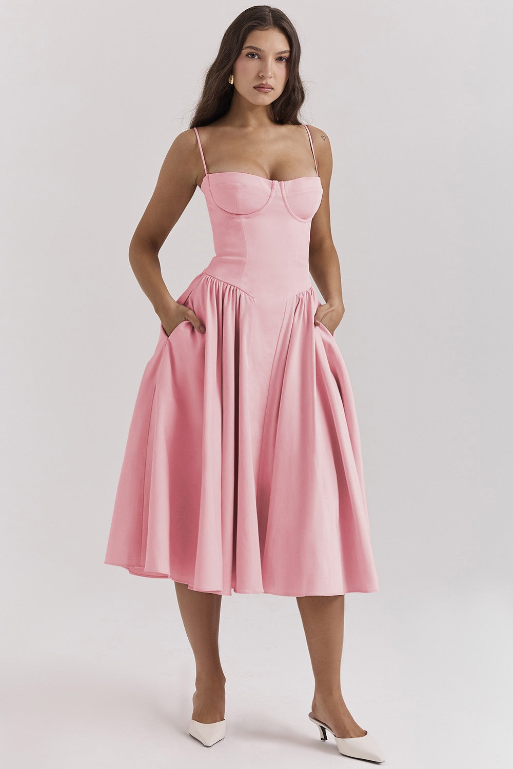 Élodie Grace Robe d'été pour femme | Robe corset élégante avec bretelles & jupe évasée