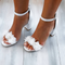 Sandalias Jorie para mujer con aplique floral | Elegantes zapatos de verano con tacón de bloque y tiras