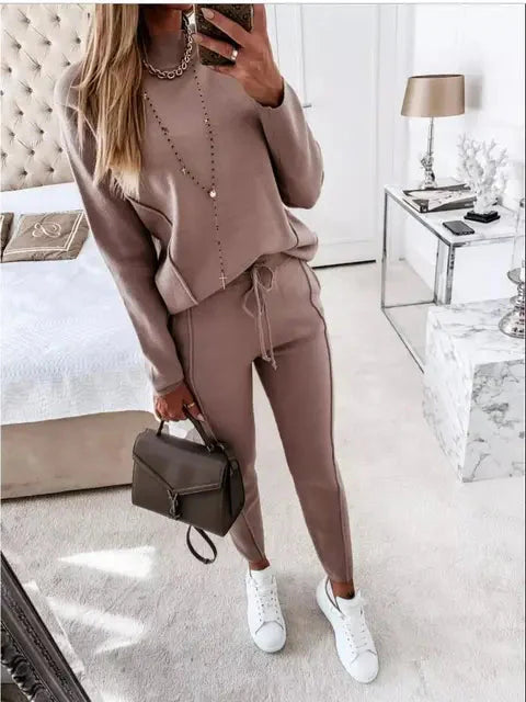 Sporty Chic Ensemble de Jogging pour Femmes | Coupe Ample, Cordon de Serrage, 2 Pièces, Sweatsuit Confortable