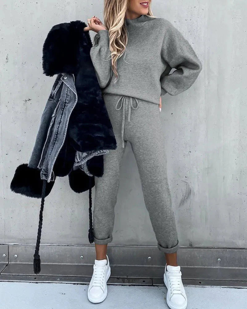 Sporty Chic Ensemble de Jogging pour Femmes | Coupe Ample, Cordon de Serrage, 2 Pièces, Sweatsuit Confortable