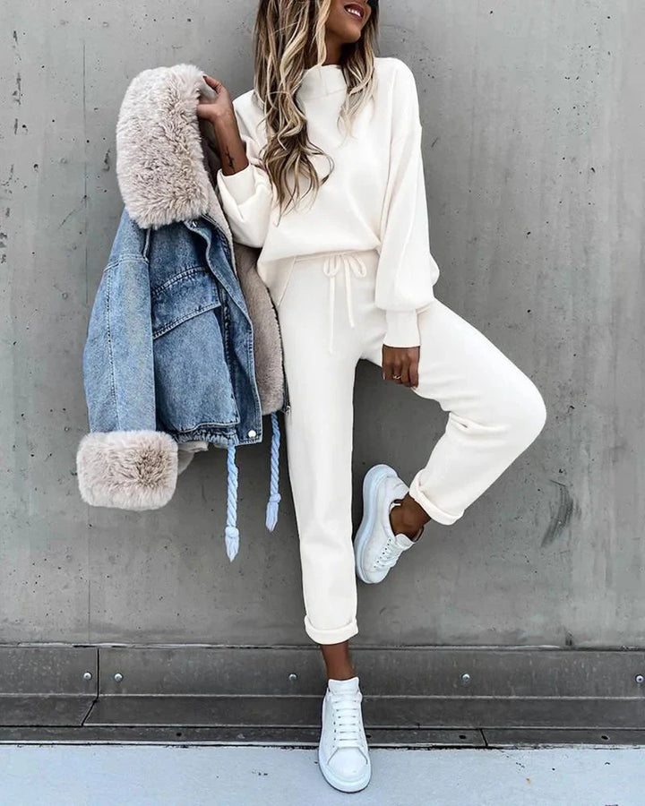 Sporty Chic Ensemble de Jogging pour Femmes | Coupe Ample, Cordon de Serrage, 2 Pièces, Sweatsuit Confortable