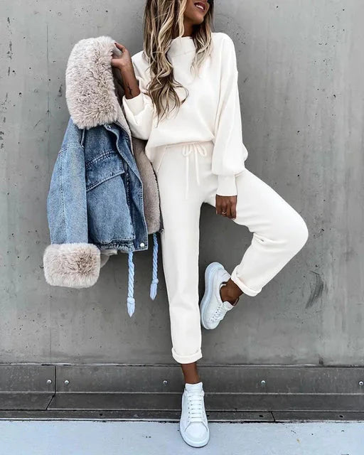 Sporty Chic Ensemble de Jogging pour Femmes | Coupe Ample, Cordon de Serrage, 2 Pièces, Sweatsuit Confortable