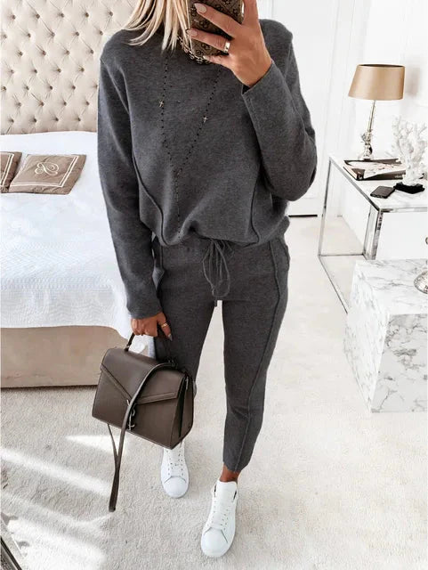 Sporty Chic Ensemble de Jogging pour Femmes | Coupe Ample, Cordon de Serrage, 2 Pièces, Sweatsuit Confortable