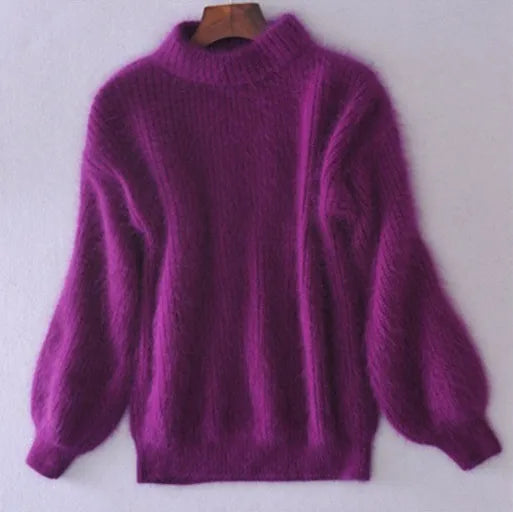 Sif Pull Vintage en Angora à Col Roulé | Maille Lâche, Confortable & Élégant