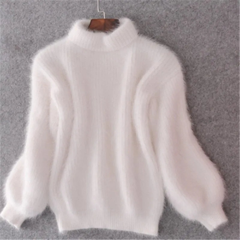 Sif Pull Vintage en Angora à Col Roulé | Maille Lâche, Confortable & Élégant