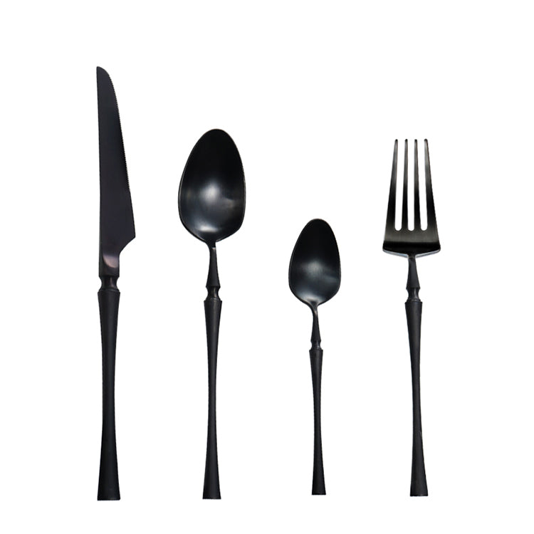 PureSet Set de Couverts 24 Pièces | Acier Inox Noir Élégant pour Tous les Repas