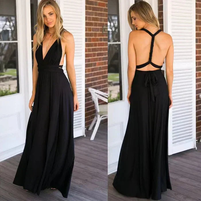 Eliane Robe portefeuille pour femme | Robe midi avec décolleté en V & ceinture à nouer en silhouette fluide