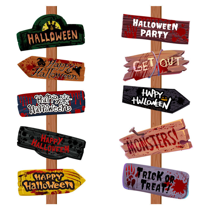 Ensemble de 10 Panneaux Halloween – Décoration Effrayante Réutilisable pour Fête