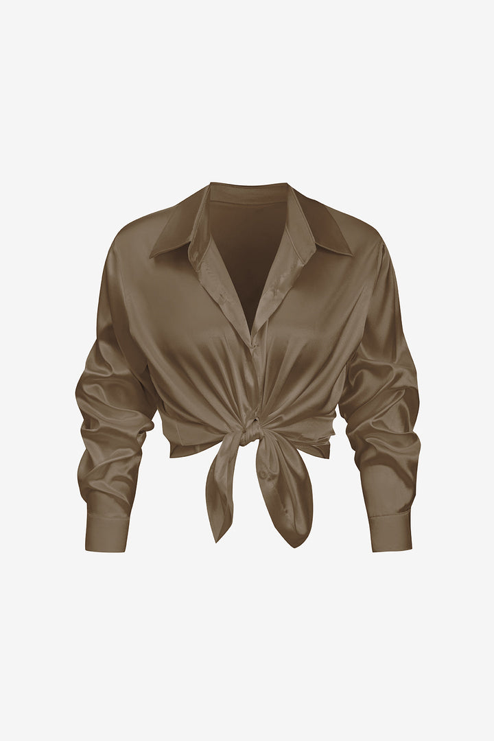 Blusa de satén Lillian para mujer | Camisa elegante de manga larga, corte holgado y diseño atemporal