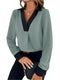 Blusa camisera de mujer con cuello en V y mangas largas