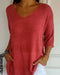 Blusa informal de punto con cuello de pico para mujer | Mangas 3/4