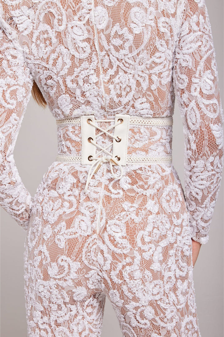 Marai | Jumpsuit avec détails en dentelle et jambes fluides