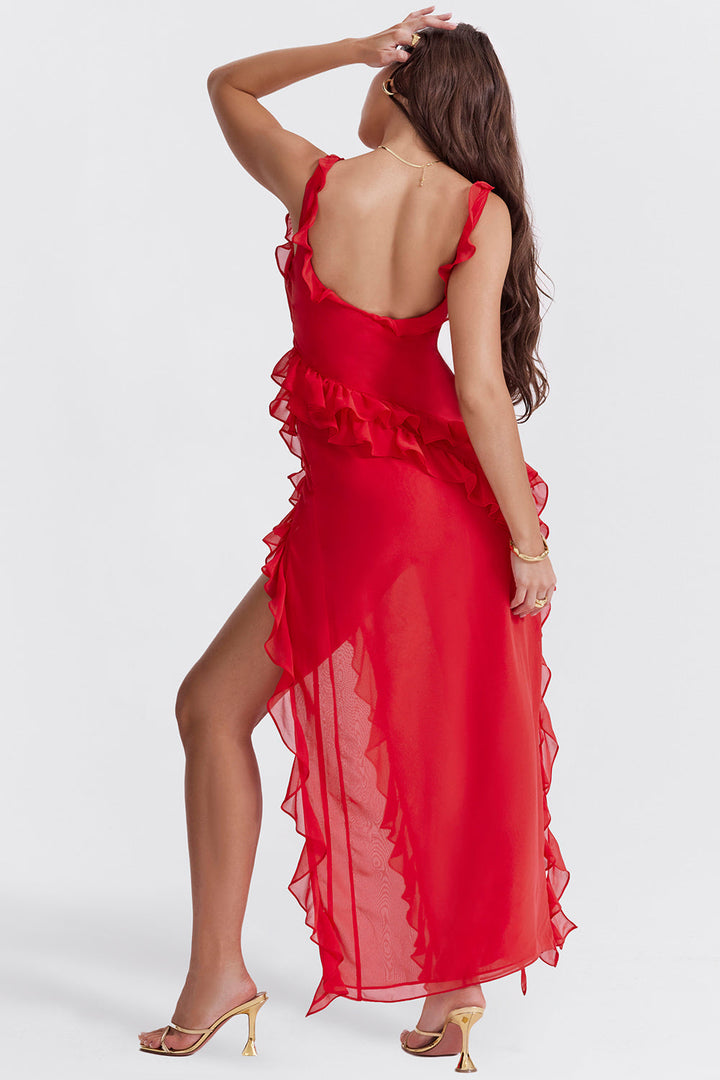 Ariella Robe élégante pour femme avec volants et design aéré | Festive et flatteuse pour la silhouette