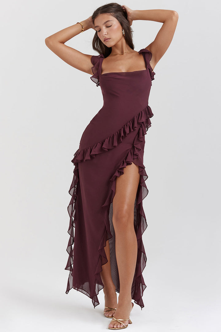 Ariella Robe élégante pour femme avec volants et design aéré | Festive et flatteuse pour la silhouette