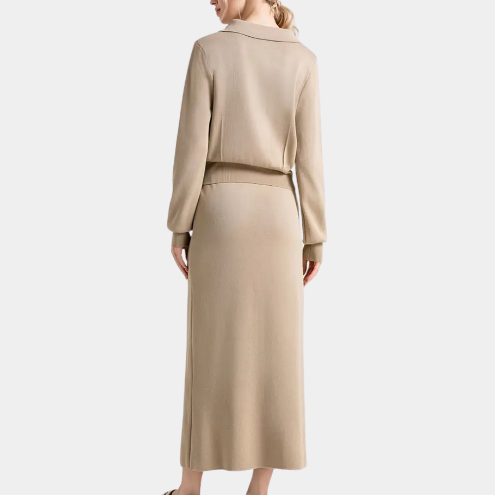 Conjunto Celeste de dos piezas para mujer | Estilo elegante y abotonado 