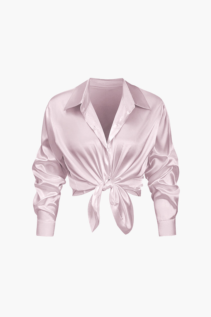 Blusa de satén Lillian para mujer | Camisa elegante de manga larga, corte holgado y diseño atemporal