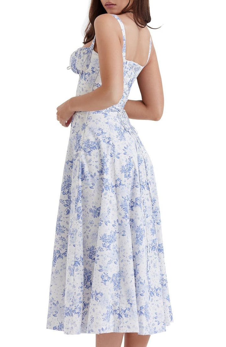 Robe Florale avec Corset | Élégance Décontractée & Charme Estival