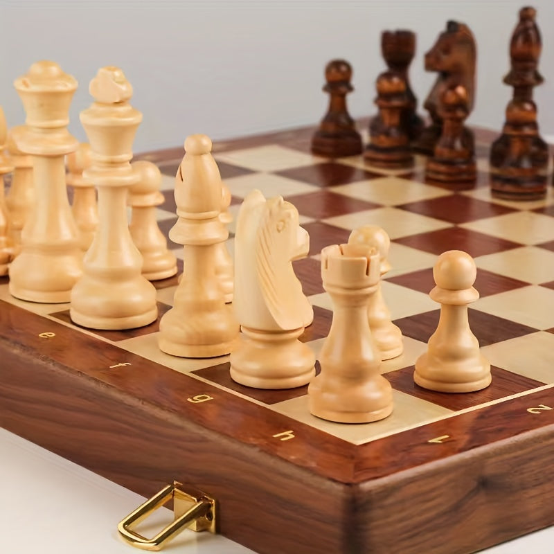 Jogo de Xadrez em Madeira Maciça Regalis | Tabuleiro Dobrável com Armazenamento & Peças Profissionais