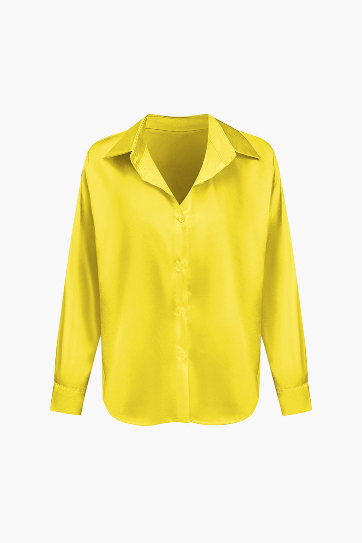 Blusa de satén Lillian para mujer | Camisa elegante de manga larga, corte holgado y diseño atemporal