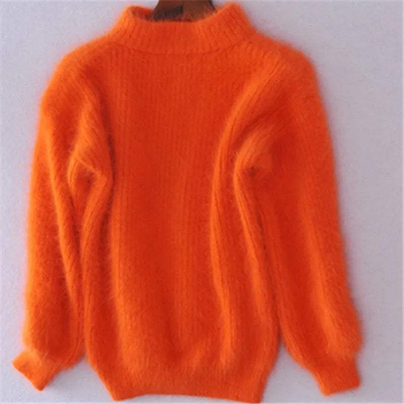 Sif Pull Vintage en Angora à Col Roulé | Maille Lâche, Confortable & Élégant