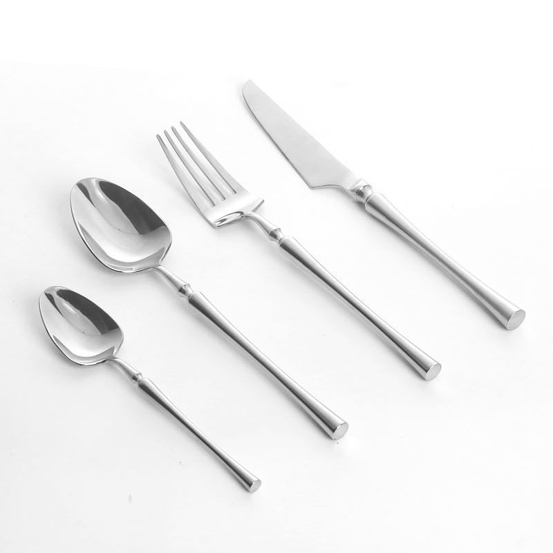 PureSet Set de Couverts 24 Pièces | Acier Inox Noir Élégant pour Tous les Repas