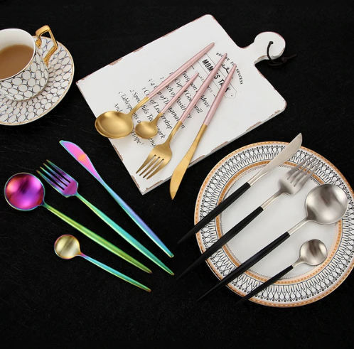 RoyalGlow Set de Couverts 24 Pièces | Acier Inox Doré et Argent Élégant