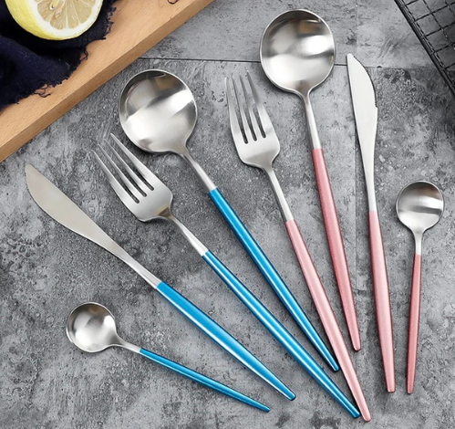 RoyalGlow Set de Couverts 24 Pièces | Acier Inox Doré et Argent Élégant