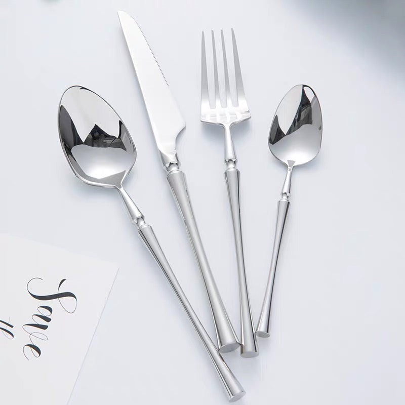PureSet Set de Couverts 24 Pièces | Acier Inox Noir Élégant pour Tous les Repas