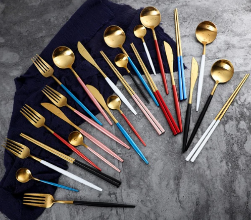 RoyalGlow Set de Couverts 24 Pièces | Acier Inox Doré et Argent Élégant